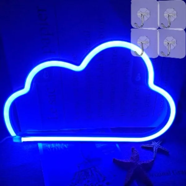 VIFULIN Neon Cloud LED Lights for Bedroom Room Decor for Teen Girls Gifts for Teenage Boys Neon Signs Night Light with 4 Hooks Cool Stuff USB/Battery LED Lights Room Decor for Bedroom Aesthetic(Blue)