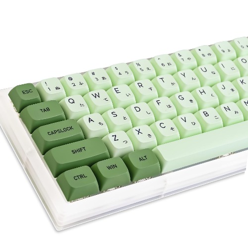 GTSP XDA Profile Japanese Keycaps 60 Percent PBT 122 Key Caps Set for Cherry MX Covers Tenkeyless 60% 65% Gaming Keyboard (Matcha) - Matcha（XDA）