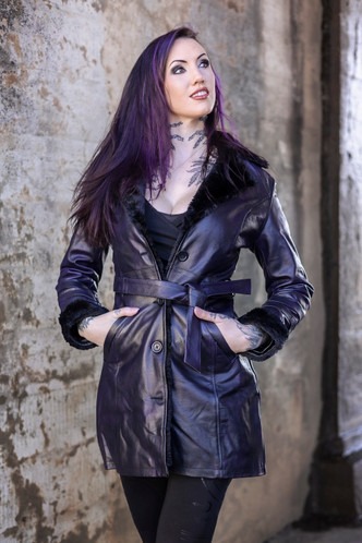 Women's Warlock Coat - L / Black/Black Fur