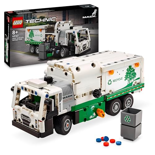 LEGO Technic Mack LR Electric Garbage Truck Toy for Boys & Girls aged 8 Plus Years Old, Recycling Bin Lorry with Realistic Features, Vehicle Gift Idea 42167 - Single