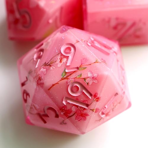 XTechnor DND Dice Set 7PCS Handmade Sharp Edge Resin Dice with Gift Case for Dungeons and Dragons DND Table Games (Plum Blossom) - Plum Blossom