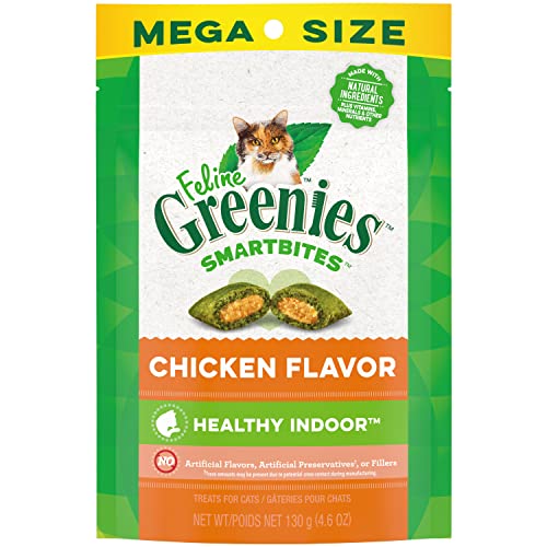 Greenies Feline Smartbites Healthy Indoor Natural Treats for Cats, Chicken Flavor, 4.6 Ounce (Pack of 1) - Chicken - 4.6 Ounce (Pack of 1)