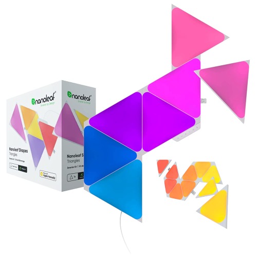 Nanoleaf Shapes Triangles WiFi and Thread Smart RGBW 16M+ Color LED Dimmable Gaming and Home Decor Wall Lights Smarter Kit (17 Pack)