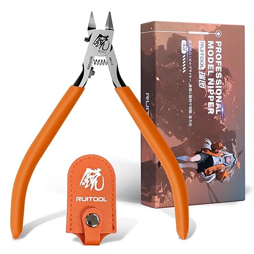 RUITOOL Model Nippers, Gundam Model Tools for Advancers to Repair and Fix Plastic Models, Ultra-Thin Single Blade Gunpla Nipper, Non-Slip Grip 4.7 Inch Sprue Cutter for Plastic Model Building - RM 3.0-Orange
