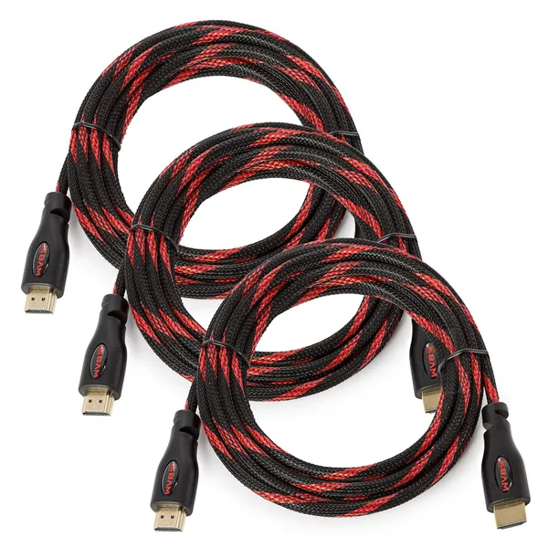 BAM 3 Pack High Speed 4K HDMI Cables - 10' Long - 10 Feet