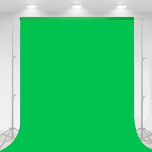 Aimosen 10 X 7 FT Green Screen Backdrop for Photography, Virtual GreenScreen Background Sheet for Zoom Meeting, Cloth Fabric Curtain for Party Decor - 7 X 10 FT - Green
