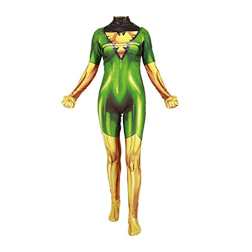 Superhero Cosplay Costume for Womens mans Halloween Full Set Bodysuits Zentai 3D Style Jumpsuit - Adult-M Green