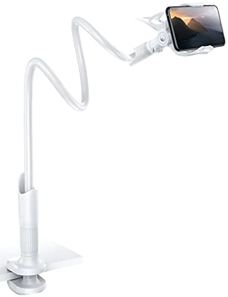 Lamicall Handy Halter für Bett, Schwanenhals Handy Halterung - Flexible Lang Arm Handy Ständer für iPhone 15 14 Pro Max Plus, SE, 13 12 Pro Max Mini, 11, XS, X 8 7, Samsung S10 S9, 4-7 Zoll Smartphone