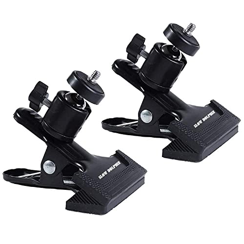 SLOW DOLPHIN Tripod Clip Clamp Mount Flash Reflector Holder for Studio Backdrop Camera with 360 Swivel Tripod Mini Ball Head Standard 1/4" Screw,SLR, Digital SLR, Video Came(2PACK) - Tripod Clip Clamp 2 Pack