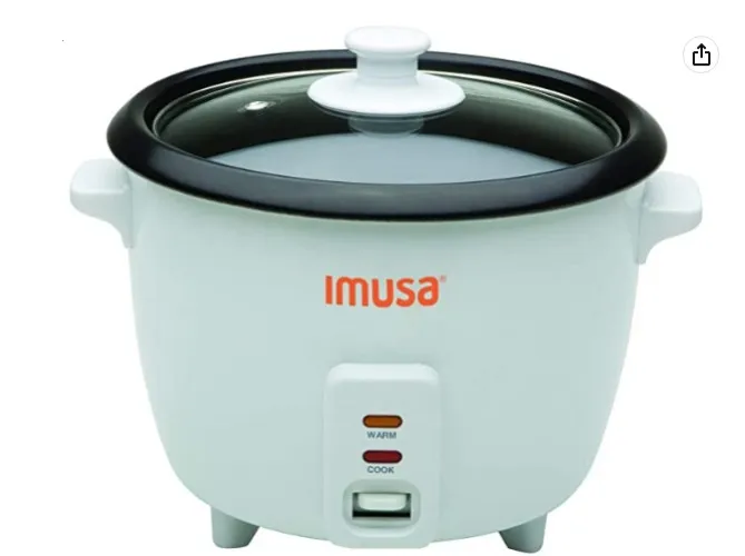 IMUSA USA GAU-00011 Electric Nonstick Rice Cooker 3-Cup (Uncooked) 6-Cup (Cooked), White