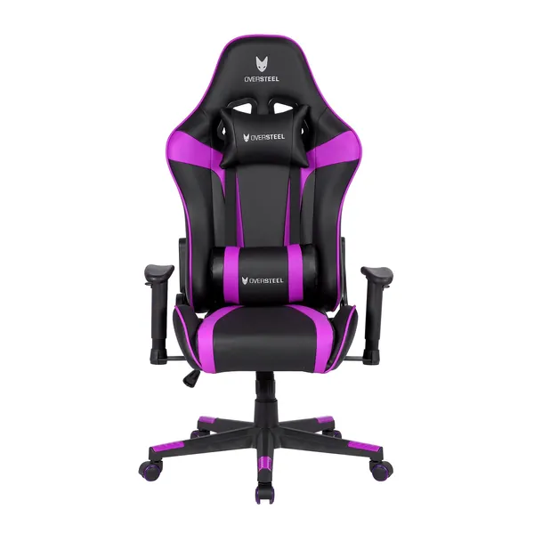 Oversteel - ULTIMET Professional Gaming Chair, Leatherette, 2D Armrests, Height-adjustable, 180° Reclining Backrest, Gas Spring Class 3, Up to 120Kg, Colour Purple