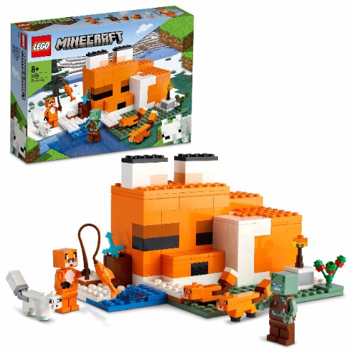LEGO 21178 Minecraft The Fox Lodge House, Animal Toys,Birthday Gifts for Boys and Girls age 8 plus Years Old, with Drowned Zombie Figure