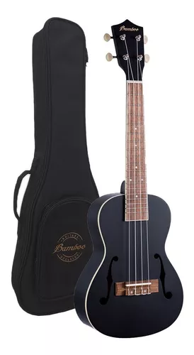 Ukelele Concierto Negro Bamboo U-23 Violin Con Funda Y Pua