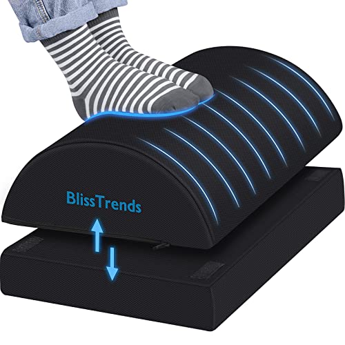 BlissTrends Foot Rest for Under Desk at Work-Versatile Foot Stool with Washable Cover-Comfortable Footrest with 2 Adjustable Heights for Car,Home and Office to Relieve Back,Lumbar,Knee Pain-Black - Black - Standard