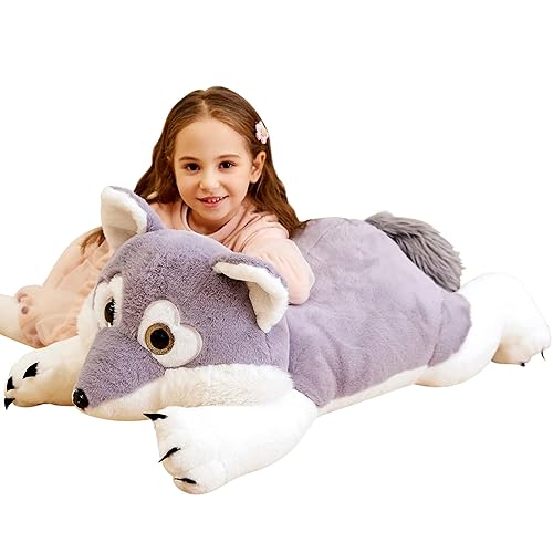 IKASA Giant Wolf Stuffed Animal Plush Toy, 30" Large Jumbo Plushie Toys for Kids Girls Boys - Wolf