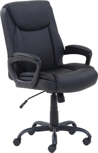 Amazon Basics Classic Puresoft Padded Mid-Back Office Computer Desk Chair with Armrest - Black - Black