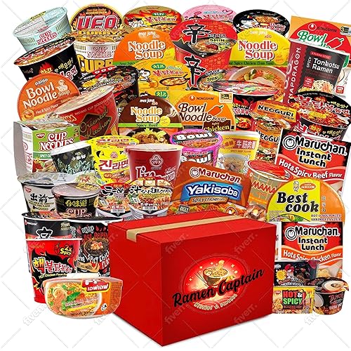 7DIPT Mystery Asian Instant CUP Ramen Variety Bundle w/ Fortune Cookie & Chopsticks - (12 Pack Assorted, minimum of 6 or more different cups) - Cups and Bowls (12 pack)