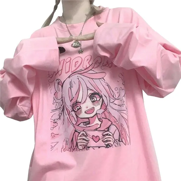 Vocha Ropa Kawaii Camiseta Y2k Clothes Japonés Anime t-Shirt Material Escolar Verano Linda Camiseta Aesthetic Harajuku Ulzzang Gótica t-Shirt