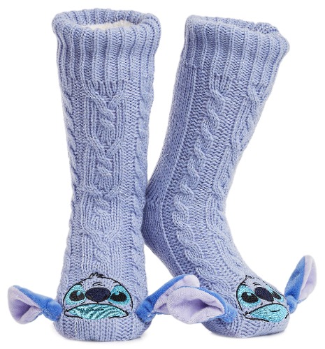 Disney Fluffy Slipper Socks for Women, Minnie Mickey Stitch Gifts