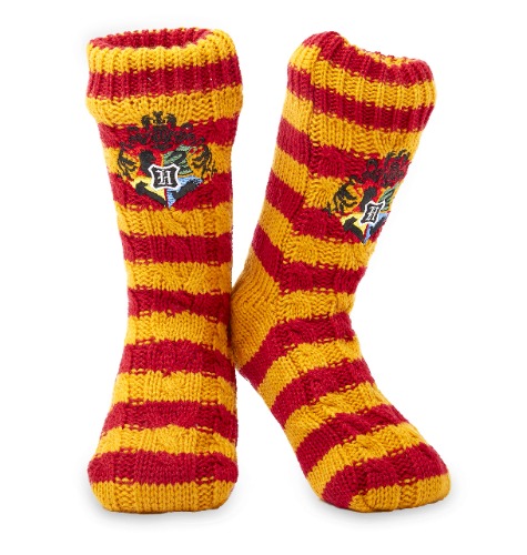 Harry Potter Fluffy Slipper Socks - Gryffindor Deluxe Knitted Winter Warm Fleece Lined Chunky Slipper Bed Socks Ladies Non Slip for Boys, Girls, Men, Women Size 5 to 8 - Great Stocking Fillers