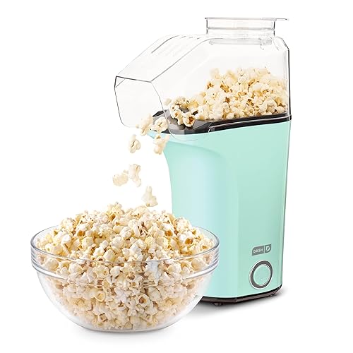 DASH Hot Air Popcorn Popper Maker with Measuring Cup to Portion Popping Corn Kernels + Melt Butter, 16 Cups - Aqua - Aqua