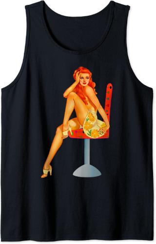 Sexy Pin-up Girl Redhead Vintage 40's 50's Retro Sun Dress Tank Top