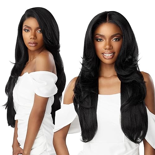 Sensationnel Bare Lace 13x6 wigs - Unit 7 Glueless synthetic with 180 degree preplucked hairline Non lifting 2040 larger grid thin melt lace - BareLace unit 7 (1 JETBLACK) - 1 JETBLACK