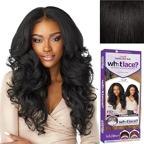 Sensationnel What lace 13x6 wigs - latisha synthetic wig cloud 9 with preplucked hairline hd lace - Whatlace Latisha (1B OFFBLACK) - Off Black 1B