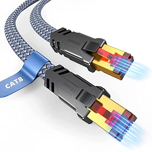 Ethernet Cable 30 FT, Flat High Speed 30 FT Ethernet Cable, 40Gbps, 2000Mhz Braided High Duty Long Ethernet Cable, Gold Plated RJ45 Connector for Modem/Router/PS3/4/5/Gaming/PC