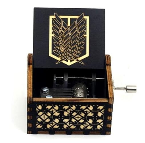 Attack on Titan Spieluhr Spielzeug Holz Handkurbel Gravur Vintage Holz Spieluhr Geburtstag Halloween Weihnachten Valentinstag Geschenk