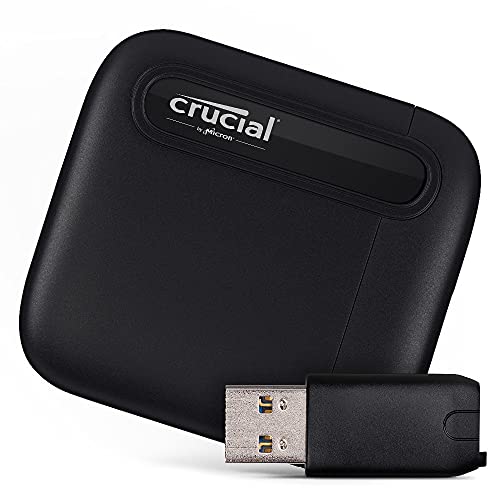 Crucial X6 2TB Portable SSD with USB-A adapter - up to 800MB/s - PC and Mac, USB 3.2 External Solid State Drive - CT2000X6SSD9 - 2TB - X6 Portable + Adapter - Single