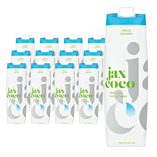Jax Coco 100% Pure Coconut Water, Coconut Water Multipack, 12 Count - 1 l (Pack of 12)