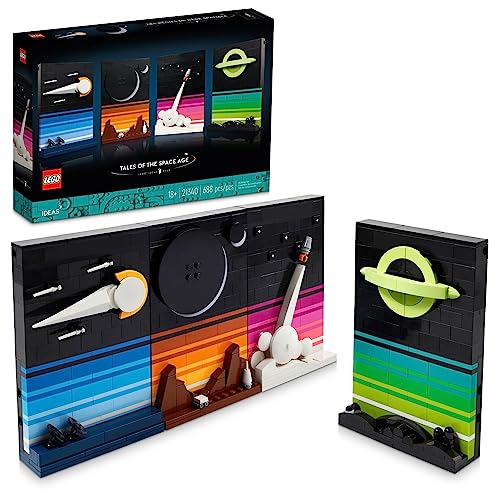 LEGO Ideas Tales of The Space Age 21340 Building Set for Adults, Display 4 Connectible 3D Postcard Models, Gift Idea for Sci-Fi and Astronomy Lovers Display Freestanding or Hang