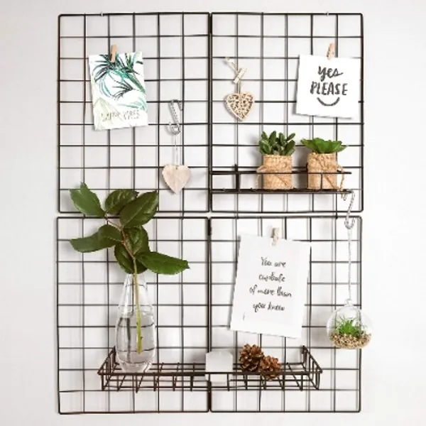 Gadgy Metalgitter | Set 2 Stück Wandorganizer | Fotogitter |Memoboard | Deko Schreibtisch | Fotohalter Wand | Pinnwand Metall | Gitter Metall | Memoboard Schreibtisch | Teenager Zimmer Deko