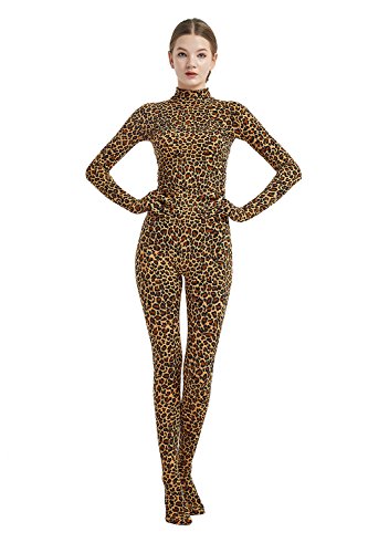 Full Bodysuit Womens Costume Without Hood Spandex Zentai Unitard Body Suit - Large - Leopard