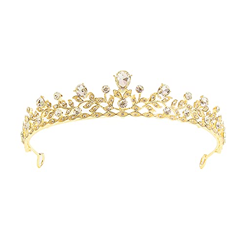 SH Crown for Women Gold, Rhinestone Wedding Tiara Pageants Headband Princess Birthday Crowns and Tiaras Bridal Party Prom Hair Accessories - Golden