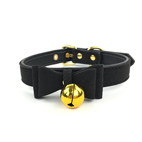Bell Choker Collar Necklace Lolita Bow Collar Cat Kitty Velvet Necklace (E) - E