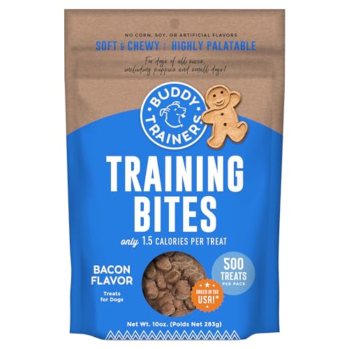 Buddy Biscuits Trainers 10 oz. Pouch of Training Bites Soft & Chewy Dog Treats Made with Bacon Flavor - Bacon - 10 Ounce (Pack of 1)
