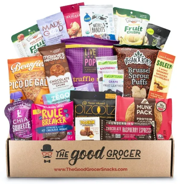 Premium GLUTEN FREE and VEGAN (DAIRY and SOY FREE) Healthy Snacks Care Package (20Ct): Easter Gift Basket Stuffers Featuring Delicious, Wholesome, Nutrient Dense Gluten Free and Vegan snacks. Office College Client Gift Box Variety - Gluten Free / Dairy Free