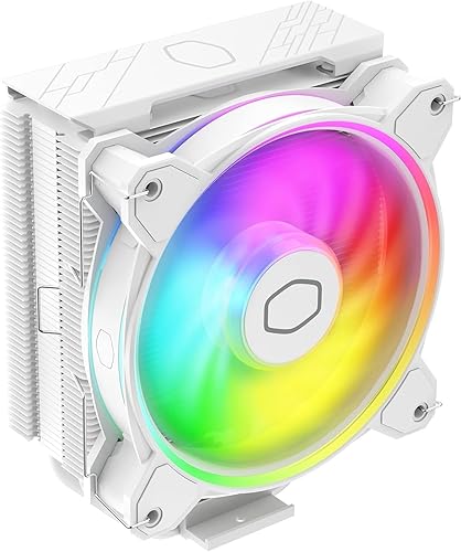 Cooler Master Hyper 212 Halo CPU Air Cooler - Pure White Aluminium Finish, 4 Continuous Direct Contact Heat Pipes with Fins, MF120 Halo2 ARGB Fan, ARGB Auto Detect, LGA1700 & AM5 Brackets - White - 212 Halo White