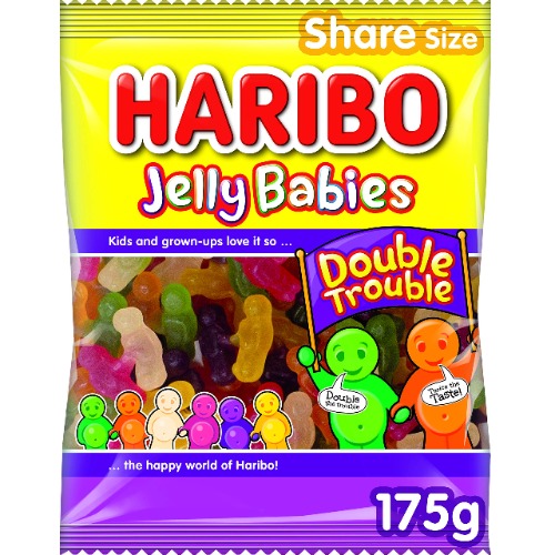 Haribo Jelly Babies Double Trouble Sweets Bag, 175g
