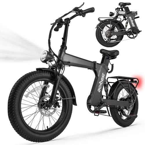 ACTBEST Electric Bike for Adults, ZCool 20'' Fat Tire Folding Ebike with Peak 1000W Brushless Motor 48V 15AH/11.6AH Removable Battery, Z Shape Bicycle w/ 7 Speed 25MPH, Foldable E-Bikes - Grey-720Wh - With Fenders&rear Rack