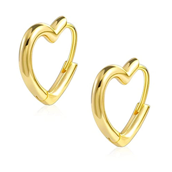 Small Hoop Earrings Huggie Hoop Earrings U-Shaped Heart Shaped Gold Huggie Earrings 14k Gold Plated Huggie Hoops for Women Girls