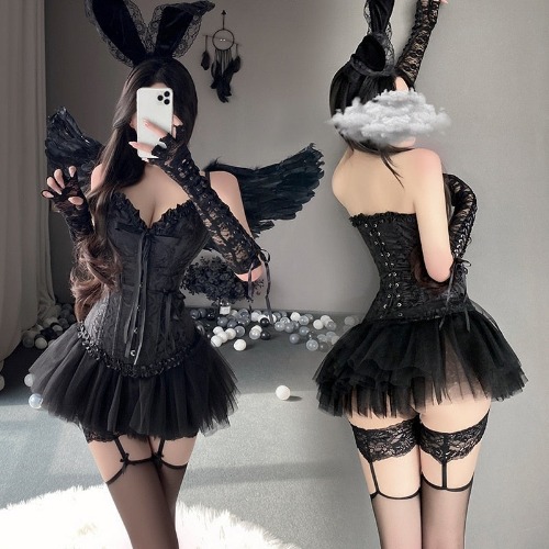 Dark Angel Corset Lingerie Set - Complete Set