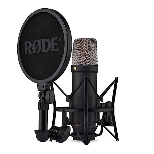 RØDE NT1 5th Generation Large-diaphragm Studio Condenser Microphone with XLR and USB Outputs, Shock Mount and Pop Filter for Music Production, Vocal Recording and Podcasting (Black) - NT1 5th Gen - Black