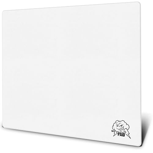SkyPAD Glass 3.0 XL Gaming Mouse Pad with Cloud Logo | Professional Large Mouse Mat | 400 x 500 mm | White | Special Glass Surface with Improved Precision and Speed - White - XL cloud logo model 400 x 500 mm