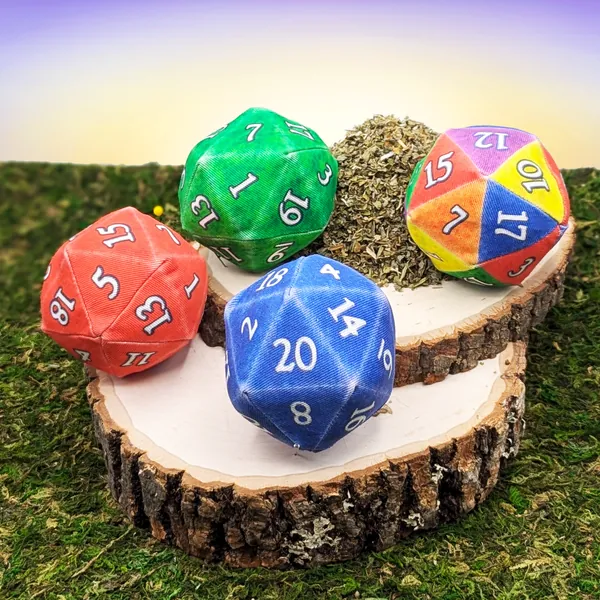 Epic Items Catnip Toy D20 Dice, Filled w/ Certified Organic Catnip, Handmade Cat Toys