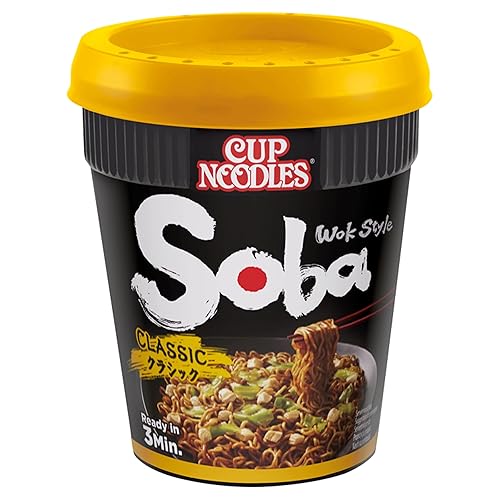 NISSIN Cup Noodles Soba Wok Style Classic Flavoured Instant Noodles, 90 g Pot (Pack of 8) - Classic - 720 g (Pack of 1)