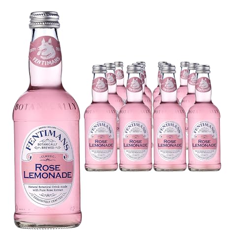 Fentimans Rose Lemonade - Botanically Brewed Lemonade made with Lemon Juice - Exquisitely Crafted & Refreshing Soft Drinks - Gluten-Free and Vegan Friendly Soft Drinks - 12 x 275ml Bottles - Rose Lemonade - 275 ml (Pack of 12)