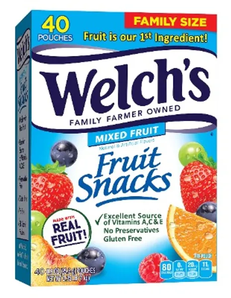 Welch's Fruit Snacks, Mixed Fruit, Gluten Free, Bulk Pack, 0.9 oz Individual Single Serve Bags 40 Count (Pack of 1)